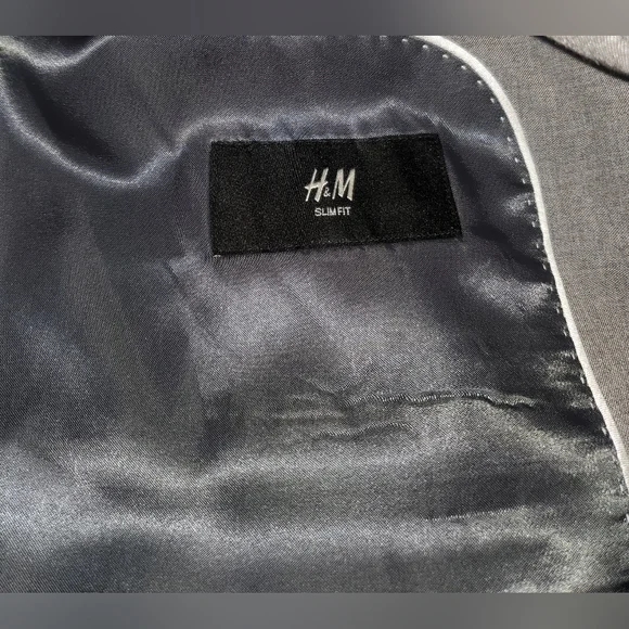 H & M Men's Slim Fit Blazer Sz 42R Gray - Picture 8 of 9